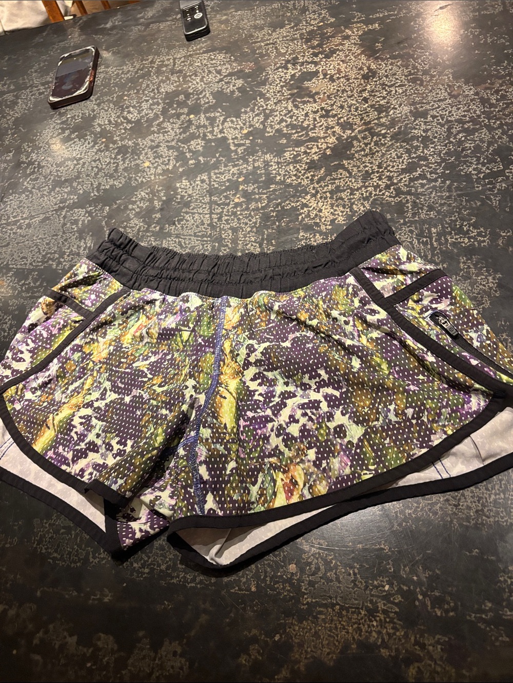 lululemon athletica Multi-Color Floral Print Athletic Shorts with Black Trim